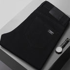 Men's Jeans Slim Straight Leg Mid-Rise Smart Casual Garment-Washed Denim Pants