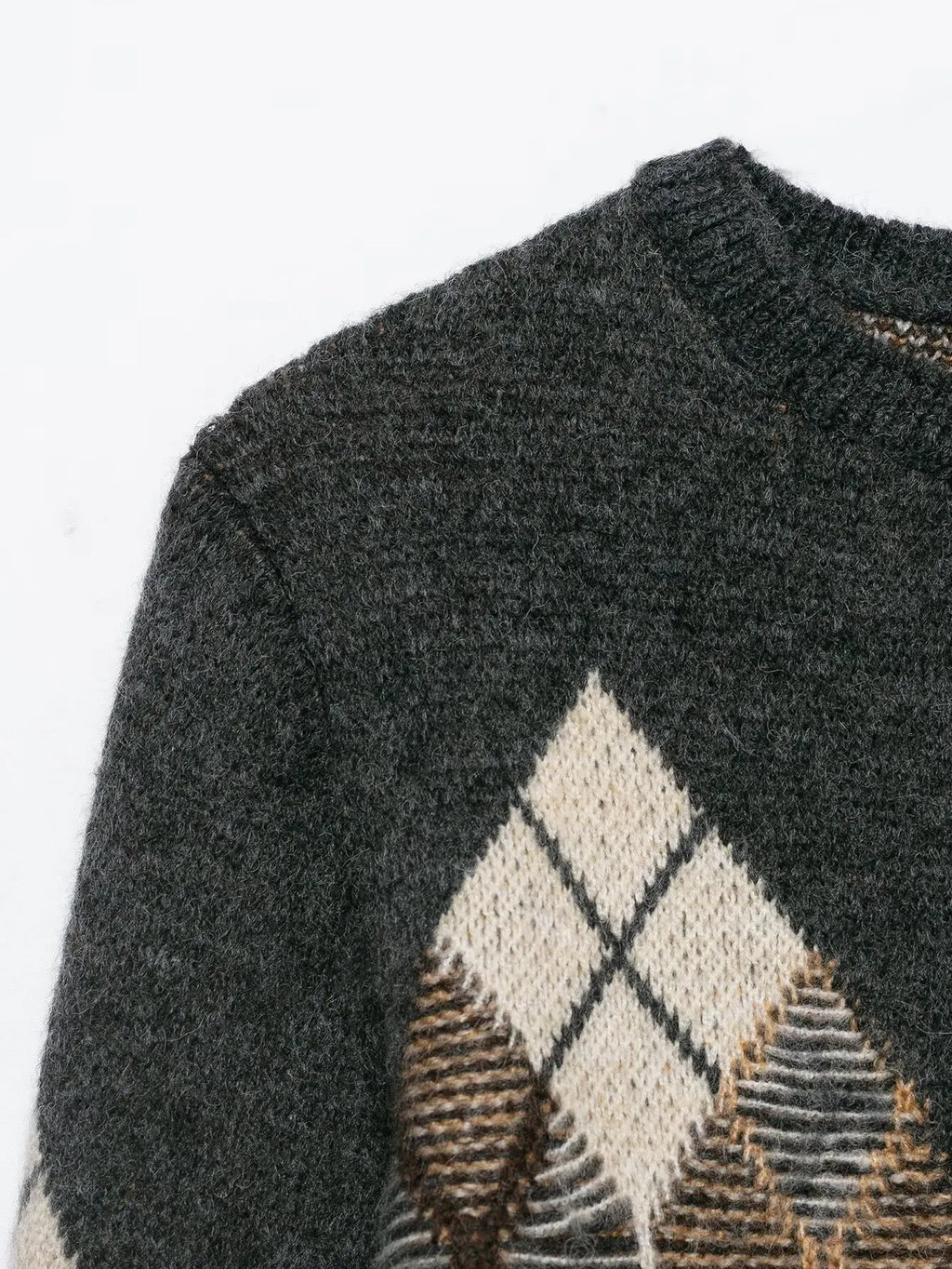 Women's Diamond Argyle Knit Button-Front Cardigan Casual Fashion Sweater