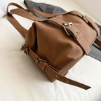Women's Shoulder Bag Vintage Baguette-Shape PU Leather Zipper Crossbody Bag with Phone Pocket
