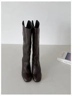 Women's Square Toe Knee-High Boots with Slim Heels