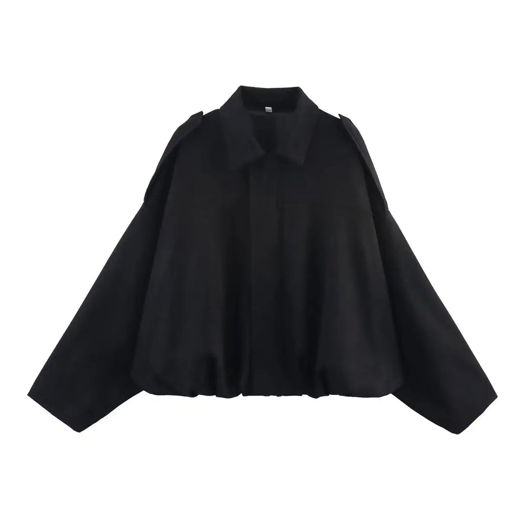 Women's Suede Textured Bomber Jacket Long Sleeve Lapel Collar Loose Coats Casual Outerwear