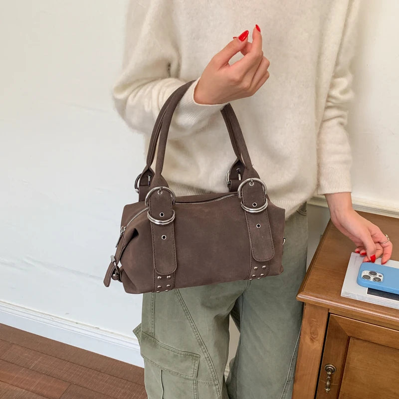 Women's Faux Leather Boston Shoulder Bag