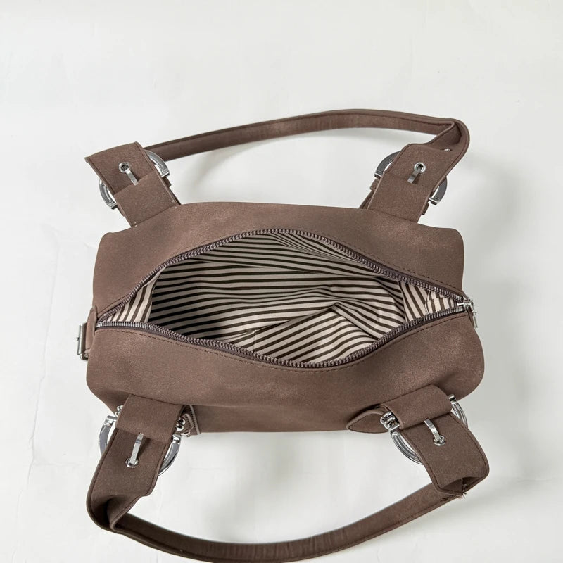 Women's Faux Leather Boston Shoulder Bag