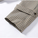 Women's Jacket Polyester Plaid Loose Stand Collar Full-Zip Full-Sleeve Casual Autumn Outerwear