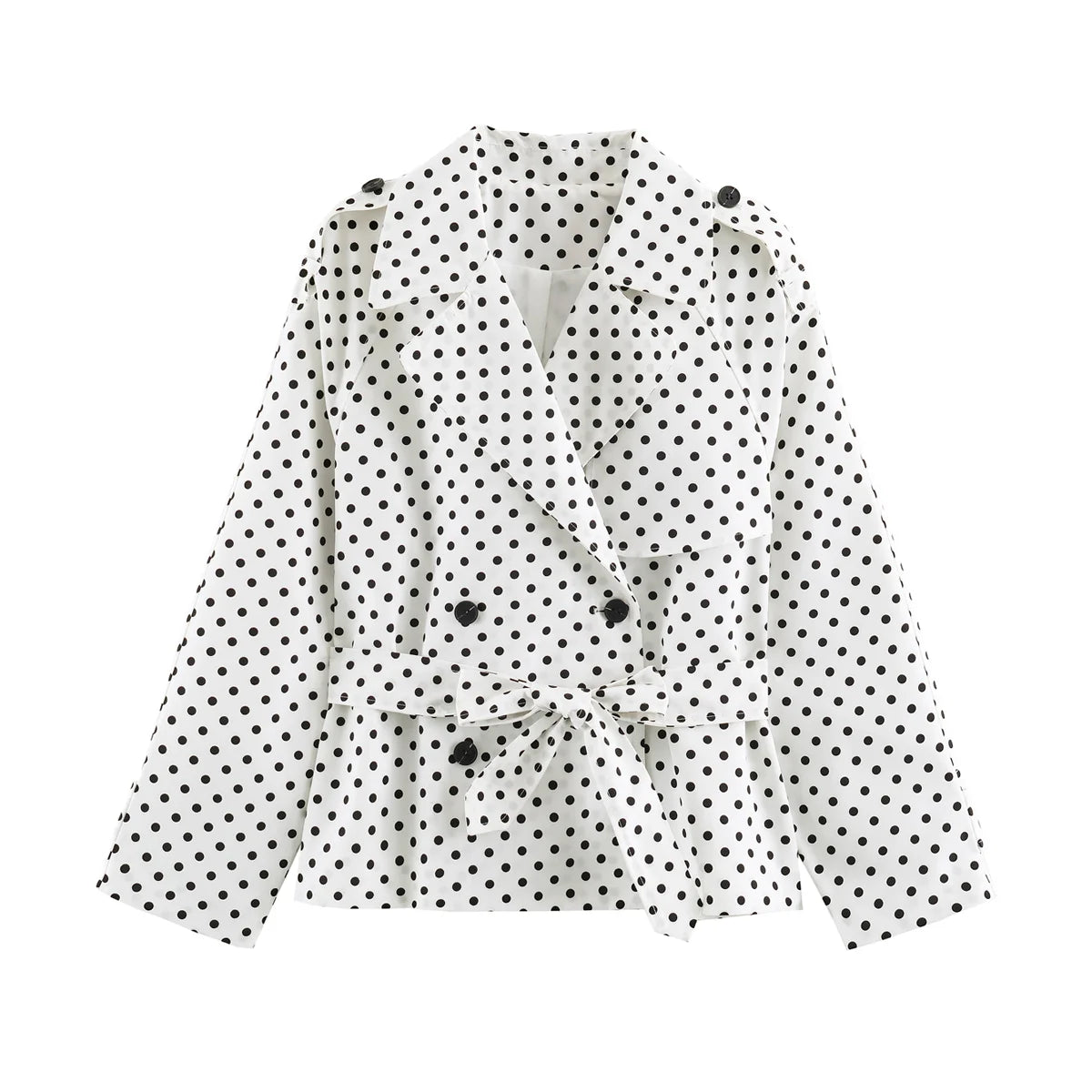 Women’s Polka Dot Double-Breasted Trench Coat