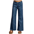 SO ME Legere Jeans Weites Bein Naht vorne Mittelhoher Bund Stretchhose