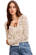 SO ME Crochet Knit Long Sleeve Cardigan Sweater – Women’s Boho Layering Jacket