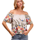 SO ME Off-The-Shoulder Blouse Women’s Floral Embroidered Two Way Top Ruffle Shirt - Styleinger