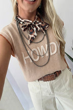 Women's Casual Knit Top HOWDY Western Embroidered Tank Sleeveless Blouse