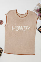 Women's Casual Knit Top HOWDY Western Embroidered Tank Sleeveless Blouse