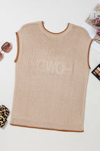 Women's Casual Knit Top HOWDY Western Embroidered Tank Sleeveless Blouse