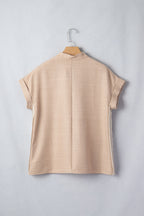 Casual Blouse Crochet Floral Lace Trim V-Neck Short Sleeve Loose Women's Top