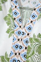 Babydoll Minikleid Boho Blumenmix Print V-Ausschnitt Rüschen Kurzarm Lässig