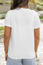 Women's White T-shirt Floral Mama Print Casual Short Sleeve Top Plus Sizes