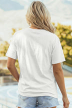 Women's Casual T-shirt White Summer Graphic Round Neck Short Sleeve Blouse