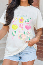 Women's Casual T-shirt White Summer Graphic Round Neck Short Sleeve Blouse
