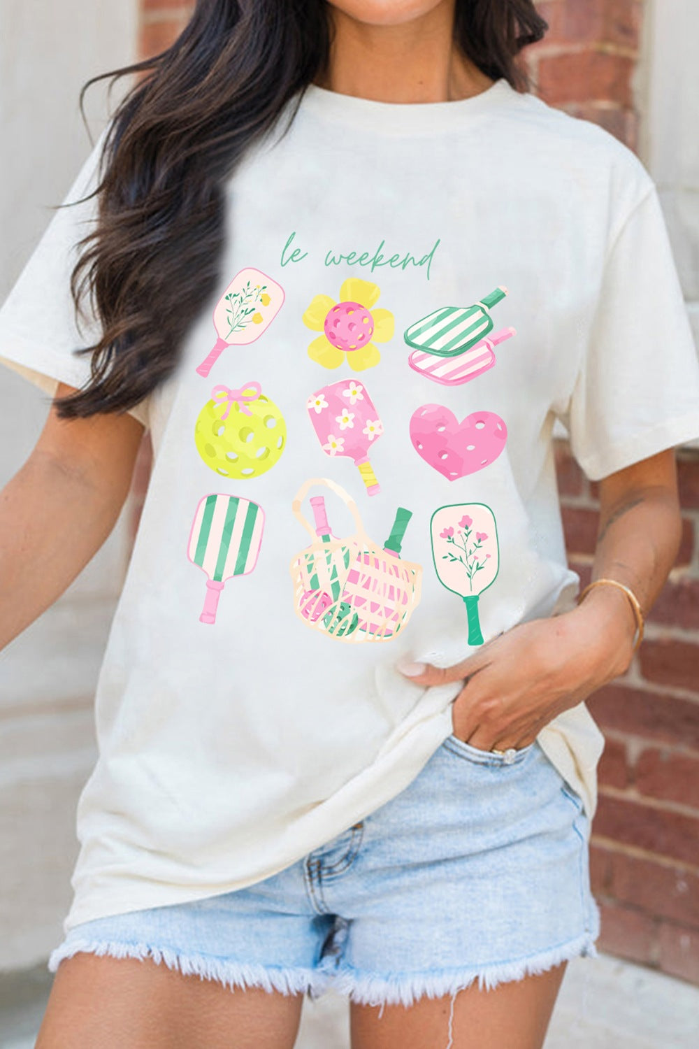 Women's Casual T-shirt White Summer Graphic Round Neck Short Sleeve Blouse