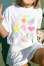 Women's Casual T-shirt White Summer Graphic Round Neck Short Sleeve Blouse