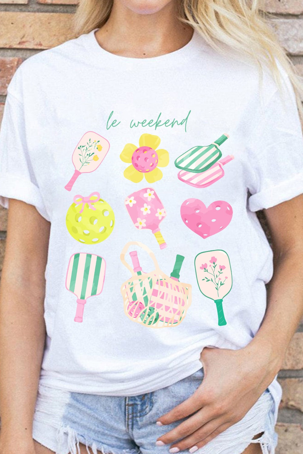 Women's Casual T-shirt White Summer Graphic Round Neck Short Sleeve Blouse