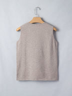 V-Neck Knit Top Sleeveless Starfish Metal Mocha Women's Lightwight Blouse