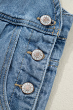Casual Denim Jumpsuit Pleated Wide Leg Retro Pocketed Long Overall Romper