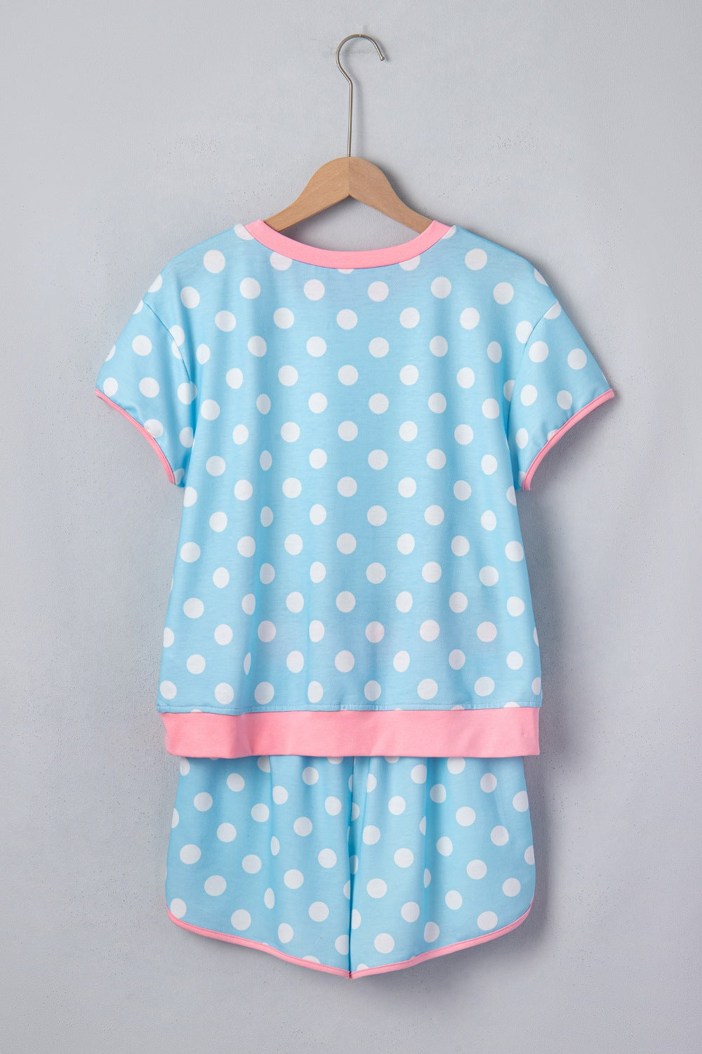 Casual Women's Outfit Set Polka Dot Short Sleeve Top Tee and Shorts 2 Pcs