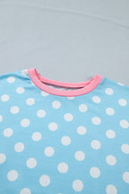 Casual Women's Outfit Set Polka Dot Short Sleeve Top Tee and Shorts 2 Pcs
