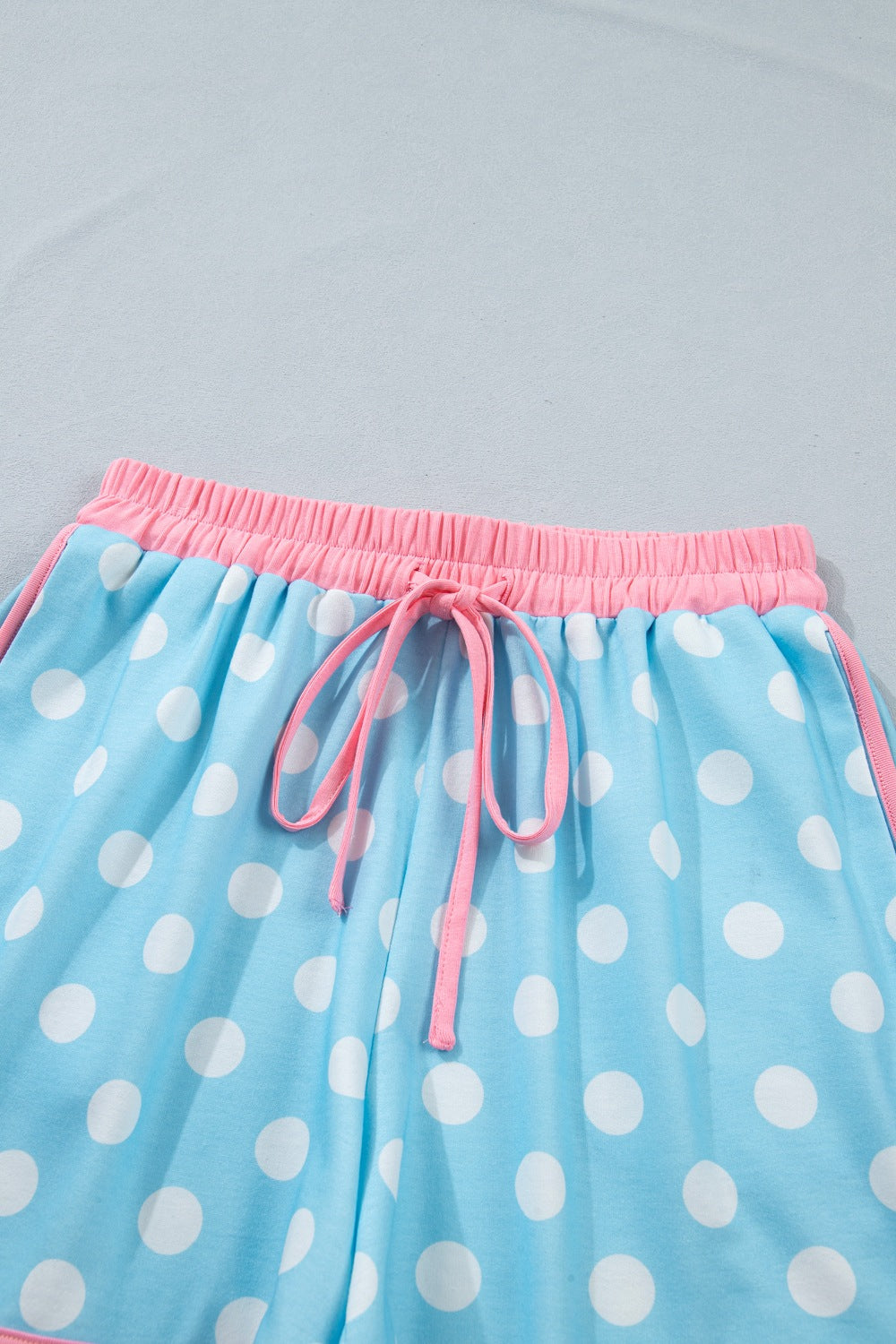 Casual Women's Outfit Set Polka Dot Short Sleeve Top Tee and Shorts 2 Pcs