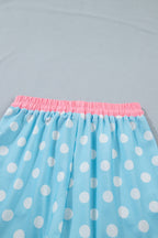 Casual Women's Outfit Set Polka Dot Short Sleeve Top Tee and Shorts 2 Pcs