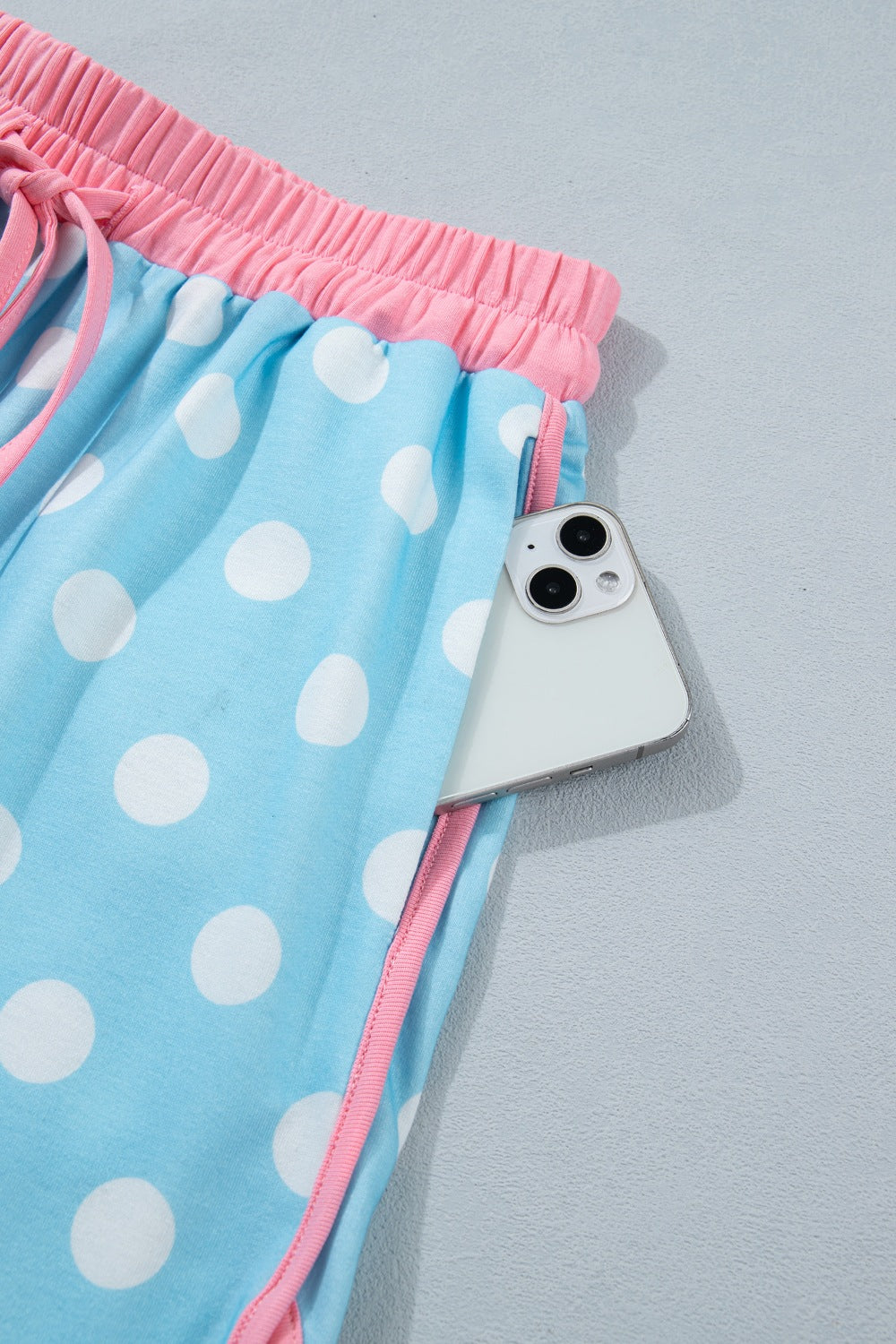 Casual Women's Outfit Set Polka Dot Short Sleeve Top Tee and Shorts 2 Pcs