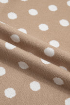Gepunktete legere Strickjacke, leichter Strick, Rundhalsausschnitt, Knopfleiste, Kurzarm-Top