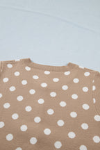 Gepunktete legere Strickjacke, leichter Strick, Rundhalsausschnitt, Knopfleiste, Kurzarm-Top