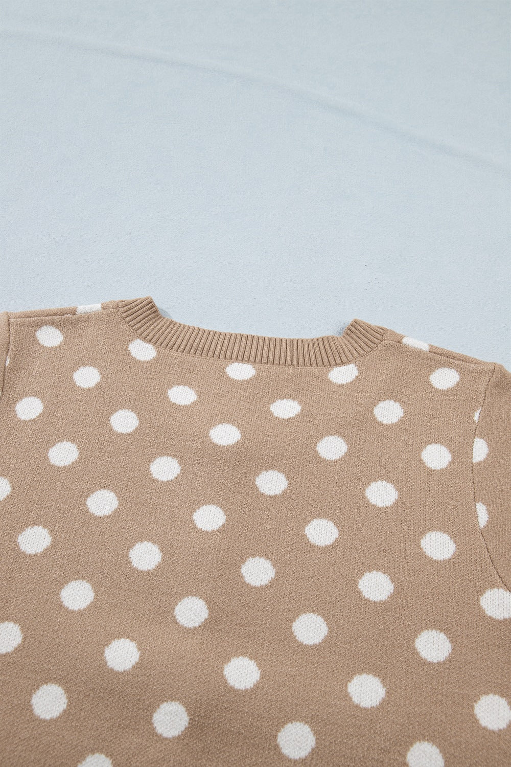Polka Dot Casual Cardigan Lightweight Knit Round Neck Button Short Sleeve Top