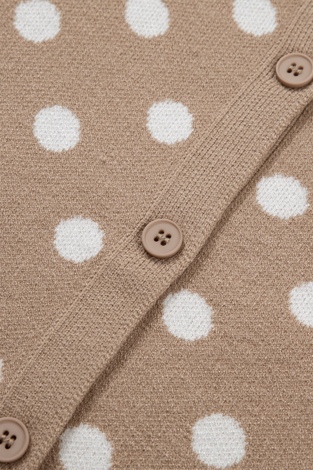 Polka Dot Casual Cardigan Lightweight Knit Round Neck Button Short Sleeve Top