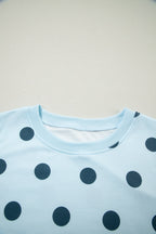 Polka Dot Casual Outfit Set Women's Sleeveless Top and Drwastring Skort