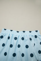 Polka Dot Casual Outfit Set Women's Sleeveless Top and Drwastring Skort