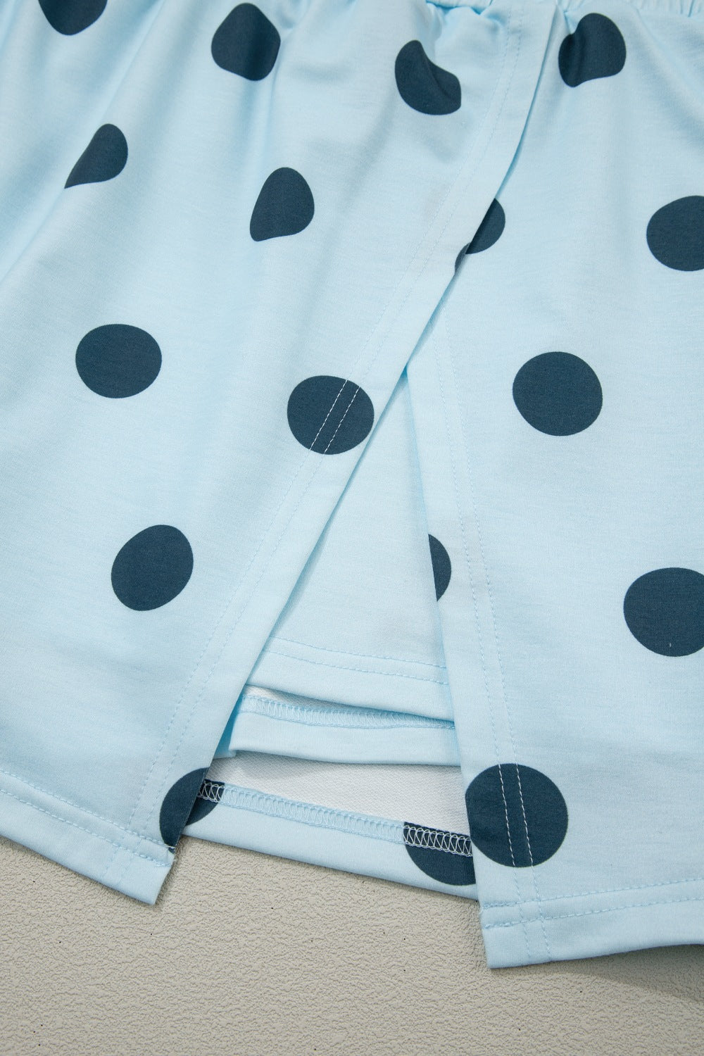 Polka Dot Casual Outfit Set Women's Sleeveless Top and Drwastring Skort