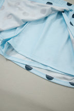 Polka Dot Casual Outfit Set Women's Sleeveless Top and Drwastring Skort