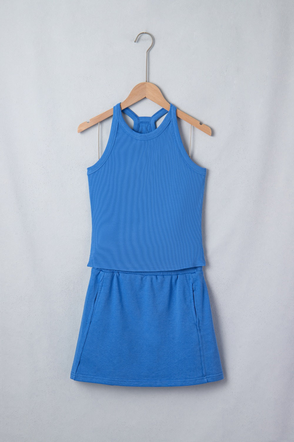 Women's Outfit Set Sleeveless Cropped Top and Pocketed Skort Casual Summer