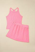 Women's Outfit Set Sleeveless Cropped Top and Pocketed Skort Casual Summer