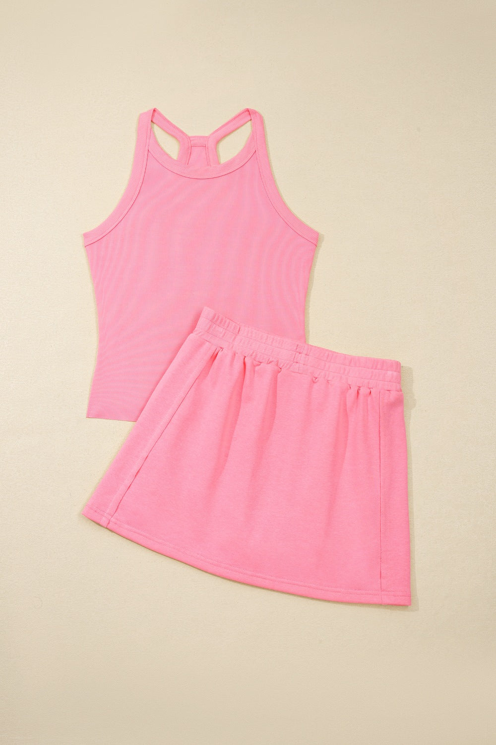 Women's Outfit Set Sleeveless Cropped Top and Pocketed Skort Casual Summer