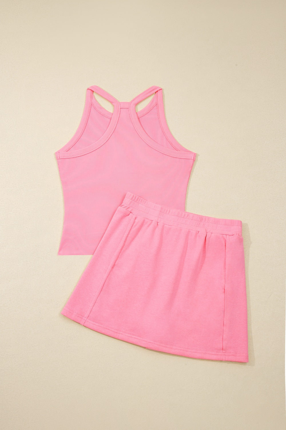 Women's Outfit Set Sleeveless Cropped Top and Pocketed Skort Casual Summer