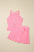 Women's Outfit Set Sleeveless Cropped Top and Pocketed Skort Casual Summer