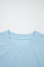 Casual Women's Outfit Set Short Sleeve Top Tee and Drawstring Shorts Pastel Blue