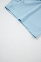 Casual Women's Outfit Set Short Sleeve Top Tee and Drawstring Shorts Pastel Blue