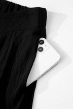 Casual Loose Pants Textured High Crossed Waist Pleated Wide Leg Lightweight