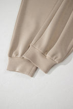 Casual Loose Jumpsuit Zipper Front Collared Short Cap Sleeve Mocha with Pockets