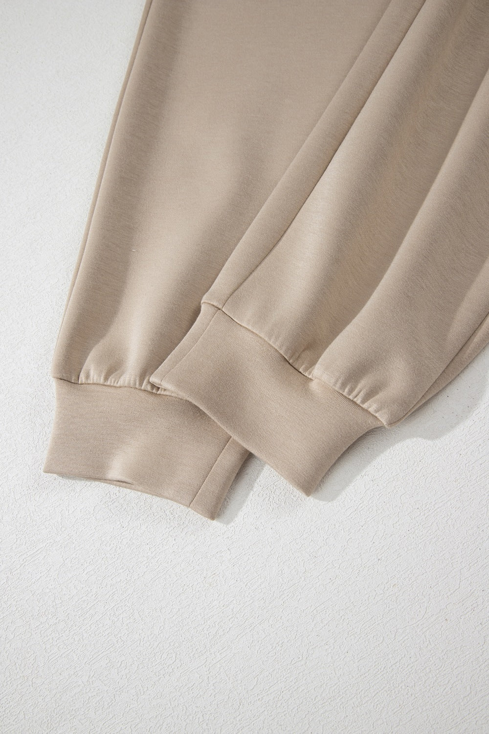 Casual Loose Jumpsuit Zipper Front Collared Short Cap Sleeve Mocha with Pockets
