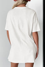 Oversized Casual T-shirt Yee Claw Graphic Print White Short Sleeve Cotton Top