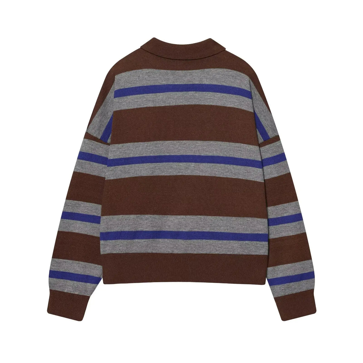 Women's Striped Polo Sweater Casual Long Sleeve Loose Pullover